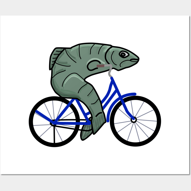 Fish on a bicycle Wall Art by Sci-Emily